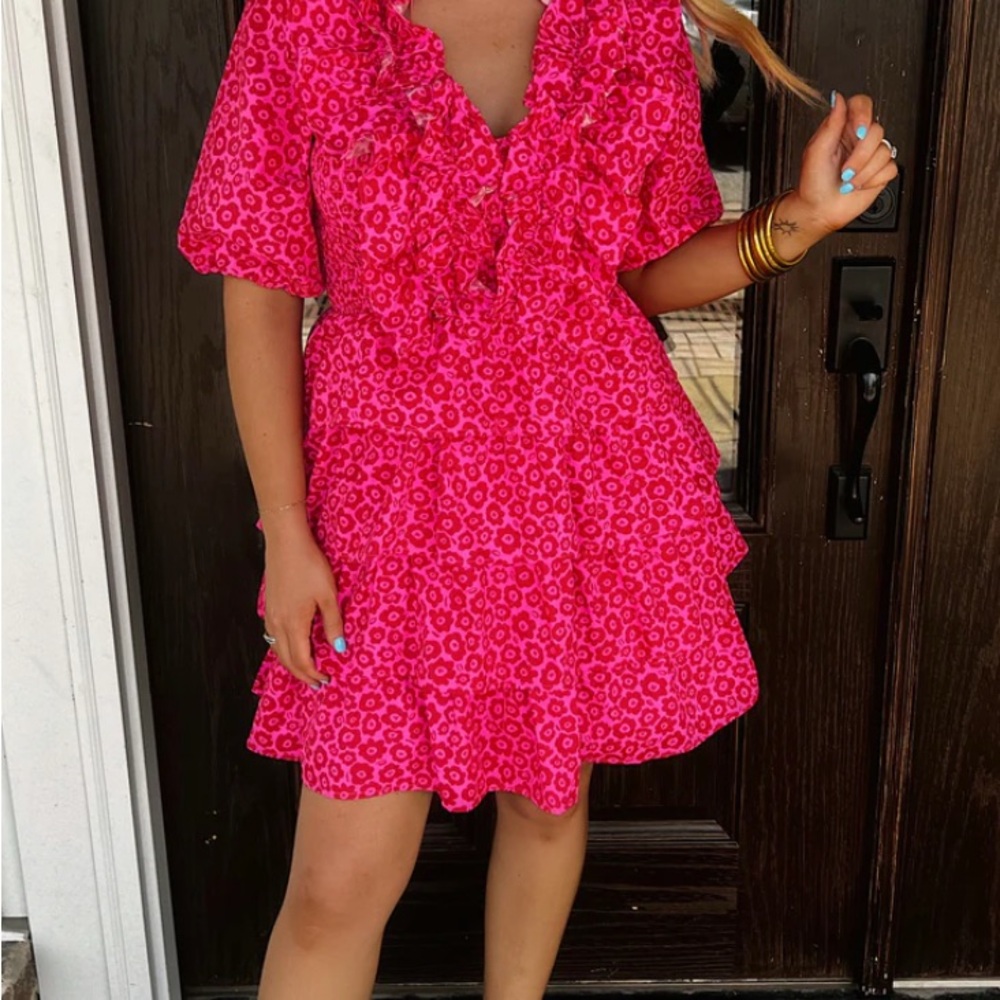 Karlie Retro Floral Smocked Tiered Dress